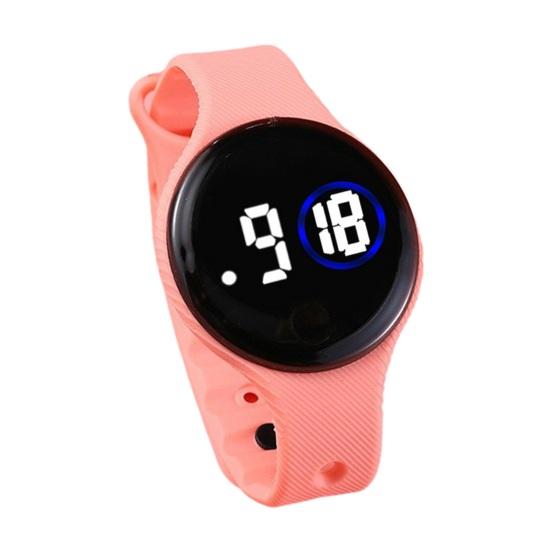 

Дитячий світлодіодний цифровий годинник, круглий циферблат, водонепроникний годинник для плавання, регульований силіконовий ремінець, точний час, чіткий дисплей, дитячі наручні годинники для студентів рожевий