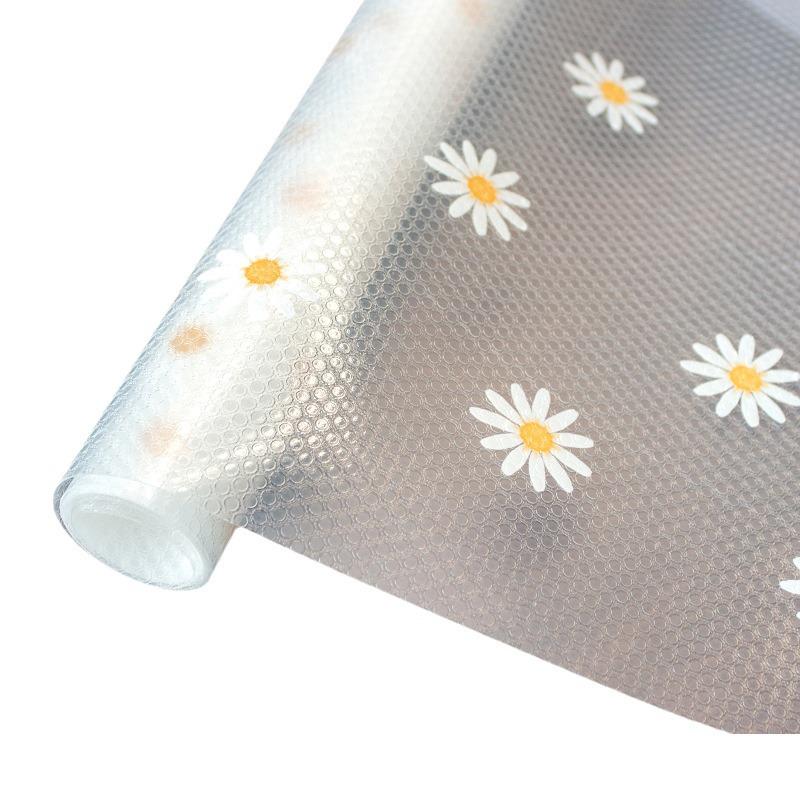 Extra Thick Daisy EVA Drawer & Shelf Liner - Moisture-Proof, Heat Insulation Mat for Cabinets & Refrigerator