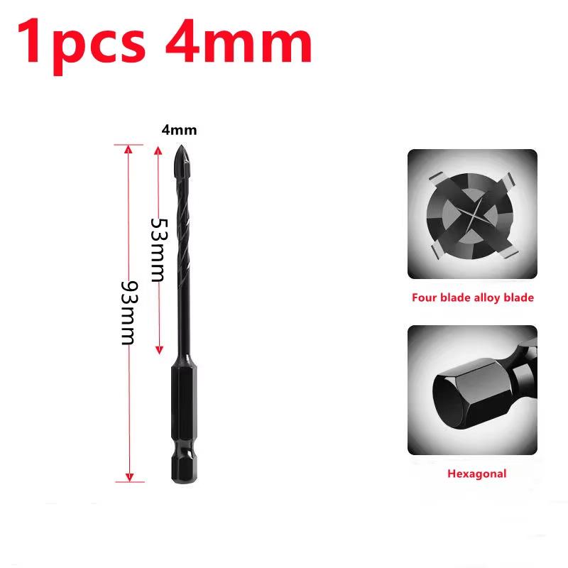 3 4 5 6 8 10 12mm Cross Hex Tile Drill Bit For Glass Concrete Ceramic Tile Hole Opener Tunsten Carbide Hard Alloy Bits Set Tools