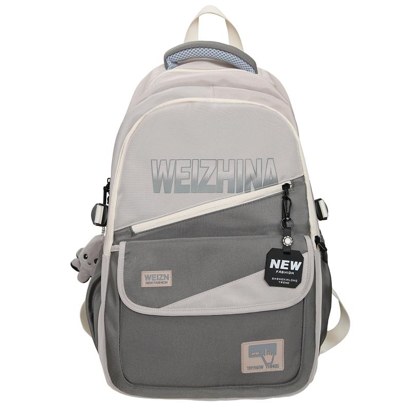 

Чоловічий рюкзак великої місткості Color Block Style Студентський комп’ютерний дорожній рюкзак Жіночий рюкзак з літерами сірий