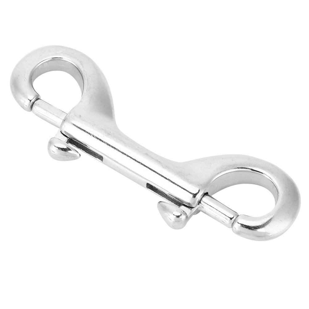Silver Durable Stainless Steel Double Ended Clip Hook Bolt Snap Scuba Diving Buckle