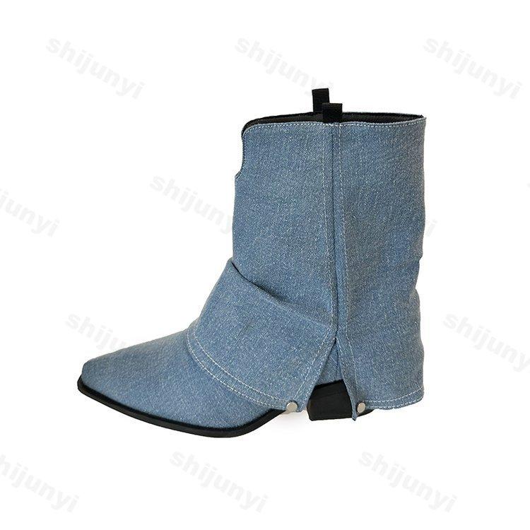 Fashion Fashion Trend Coarse Heel Pointed Head Leg Boots for Women 2025 New Style Autumn Comfortable Elegant Non Slip Casual Short Boots