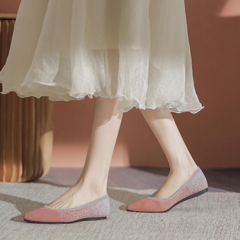 Fashion Stretch Fabric Flats Woman Spring Ballets Shoes Breathable Moccasines Pointed Toe Loafers Female Fly Weaving Leopard Ballerinas