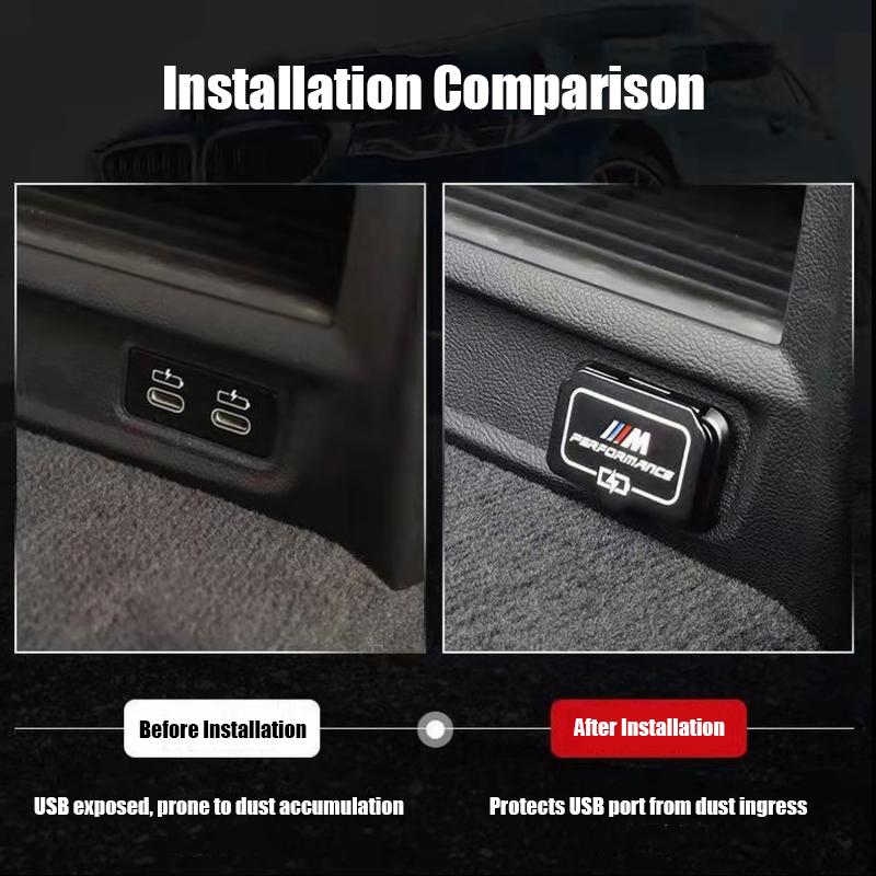 SNLL4 For BMW 1 2 3 4 5 6GT X1 X2 X3 X4 X5 X7 iX3 2020-2026 Alloy Car Rear Seat USB Charging Port Protective Dustproof Cover Sticker