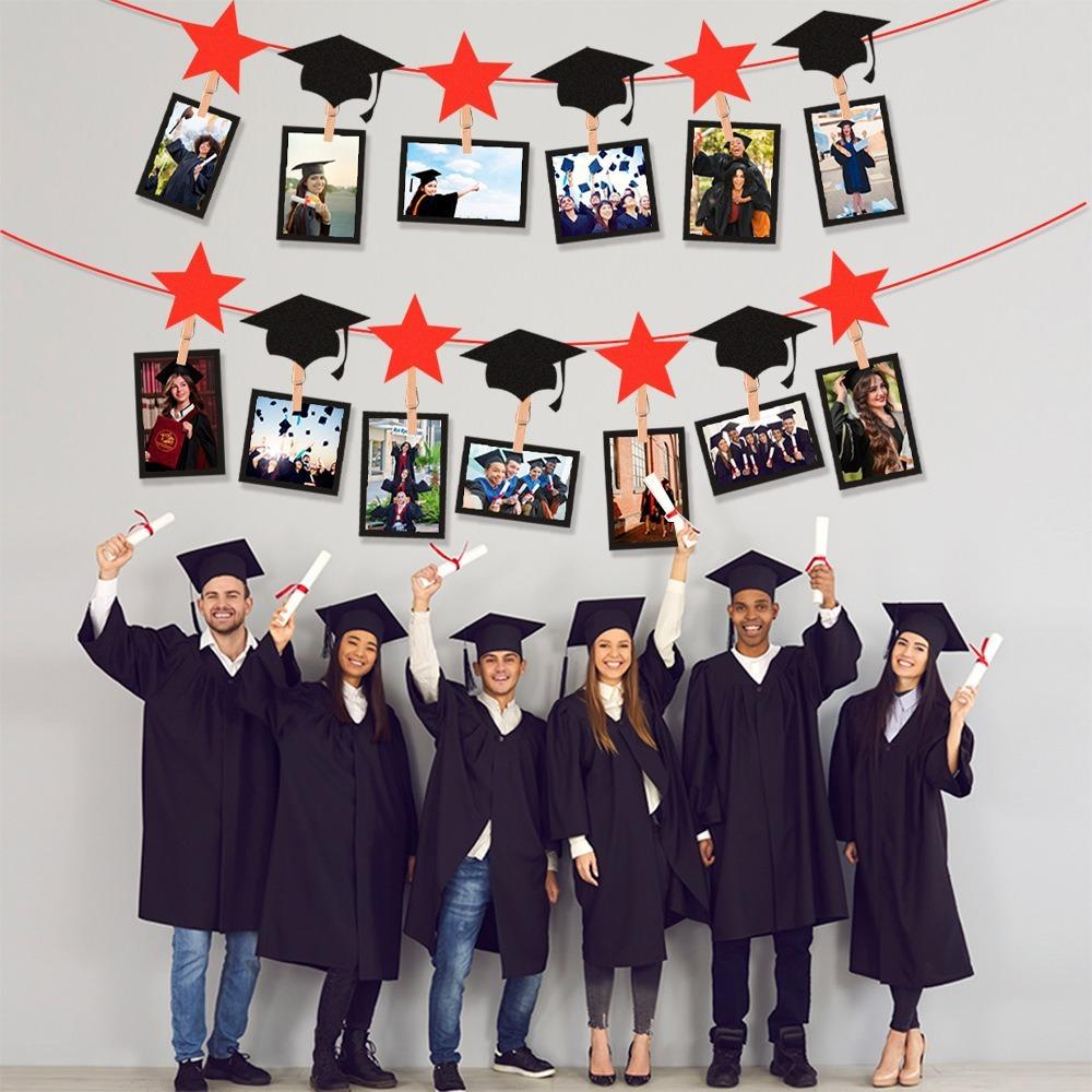 Personalized Congrats Grad Photo Banner Graduation Hanging Decor Graduation Season Themed Party