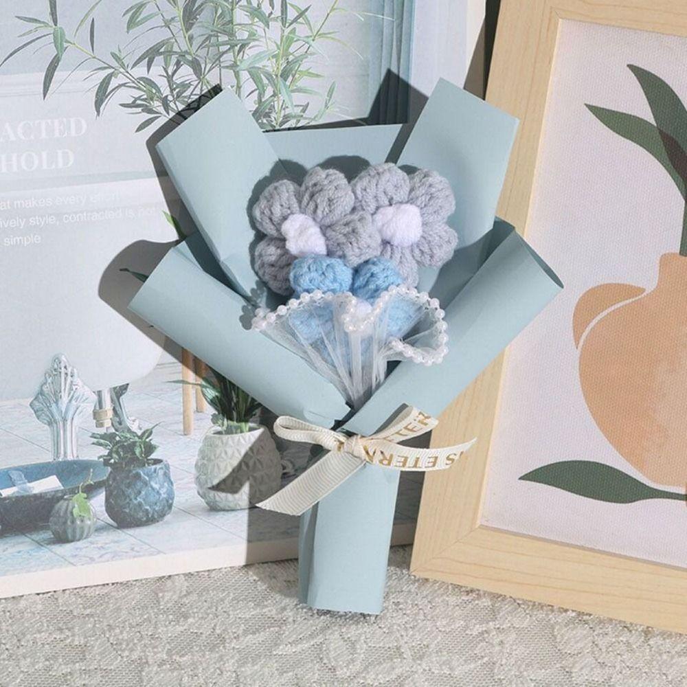 Wedding Companion Gift Fake Flowers Birthday Gift Handmade Flowers Beautiful Knitted Flower
