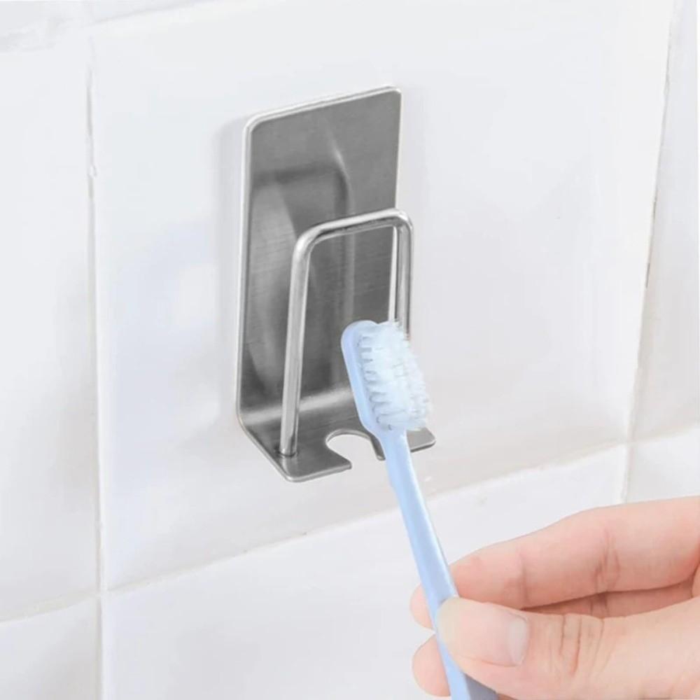 Stainless Steel Toothbrush Holder Wall Mounted Self Adhesive Cup Holder Durable 2 IN 1 Design Bathroom Organizer