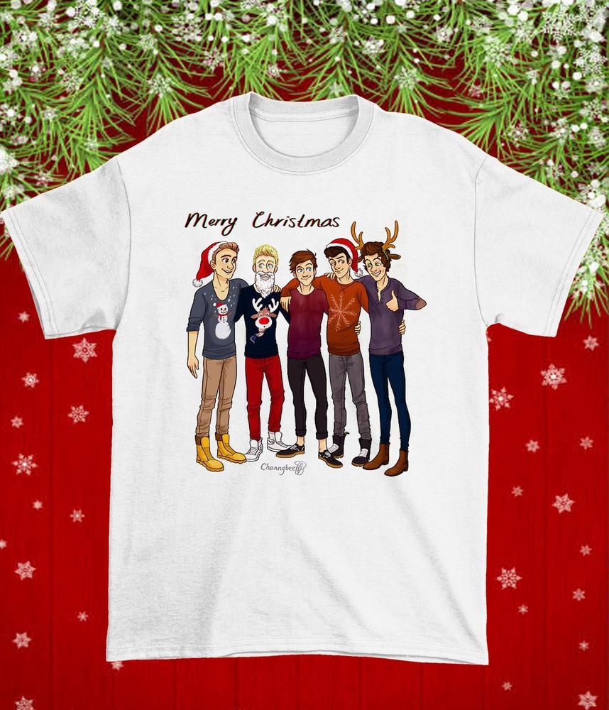 Merry Christmas One Direction White Shirt S-5XL Xmas Gift DM792 Unisex T-Shirt XXXXL