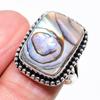 Abalone Shell Gemstone Handmade 925 Sterling Silver Jewelry Ring Size 7.5 KJ-340