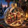 2pc Acrylic Material Christmas Ball Ornament Transparent Design with Light Santa Claus Pendant Hanging Christmas Decor