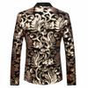 PYJTRL Herremote Gylden skinnende paljett blomstermønster dressjakke blazer