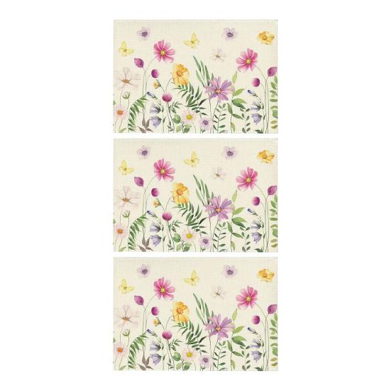 Floral Linen Placemat Tulip Spring Party Placemat Flowers Leaves Placemat Protects Table from
