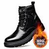 Men's Trendy Wool-Lined Cowhide High-Top Martin Boots with Side Zipper - Casual and Warm.