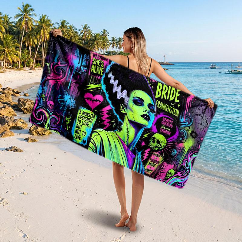 Large Beach TowelBride of Frankenstein Soft Absorbent Towel Beach Bath Home Use