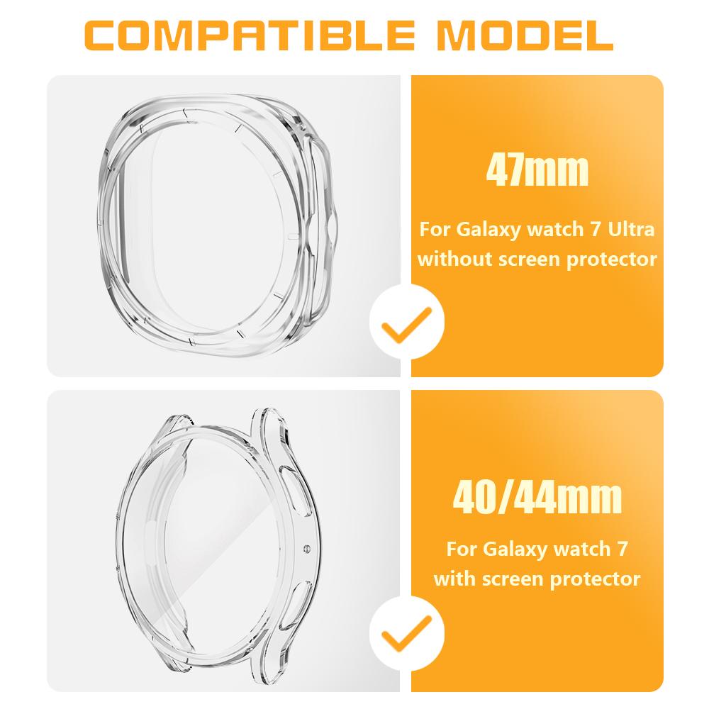 Glass+Case Full Cover for Samsung Galaxy Watch 7 40mm 44mm TPU Anti drop and waterproof Protector Case Watch 7 Pro 47mm