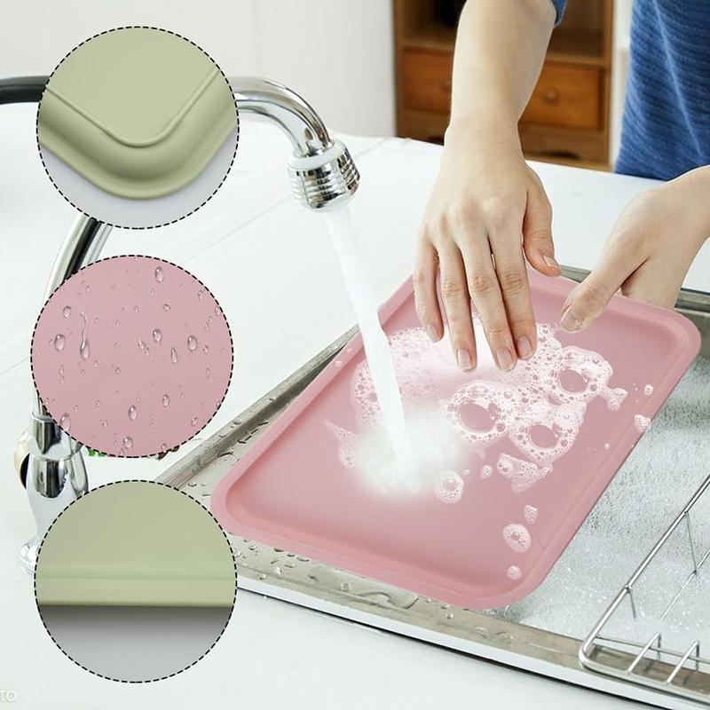 4Pcs Plastic Serving Tray Set Dinner Plate Kit Tea Fruit Dessert Tray Trays for Food Serving Cooking Storage Tray Kitchenware