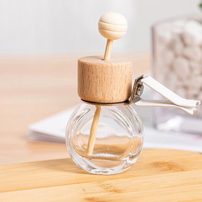 Car Fragrance Empty Glass Bottle Cute Car Air Freshener Bottle Perfume Clip Air Vent Outlet Aromatherapy Essential Oils Diffuser