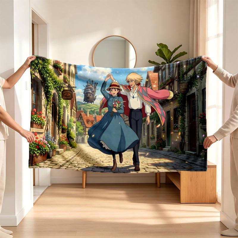 Howl's Moving Castle (28) Flanelová deka měkký doplněk do ložnice a obývacího pokoje a útulný domácí dárek