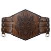Nordic Viking Thor's Hammer Embossed Wide Knight Belt - Medieval Retro Style