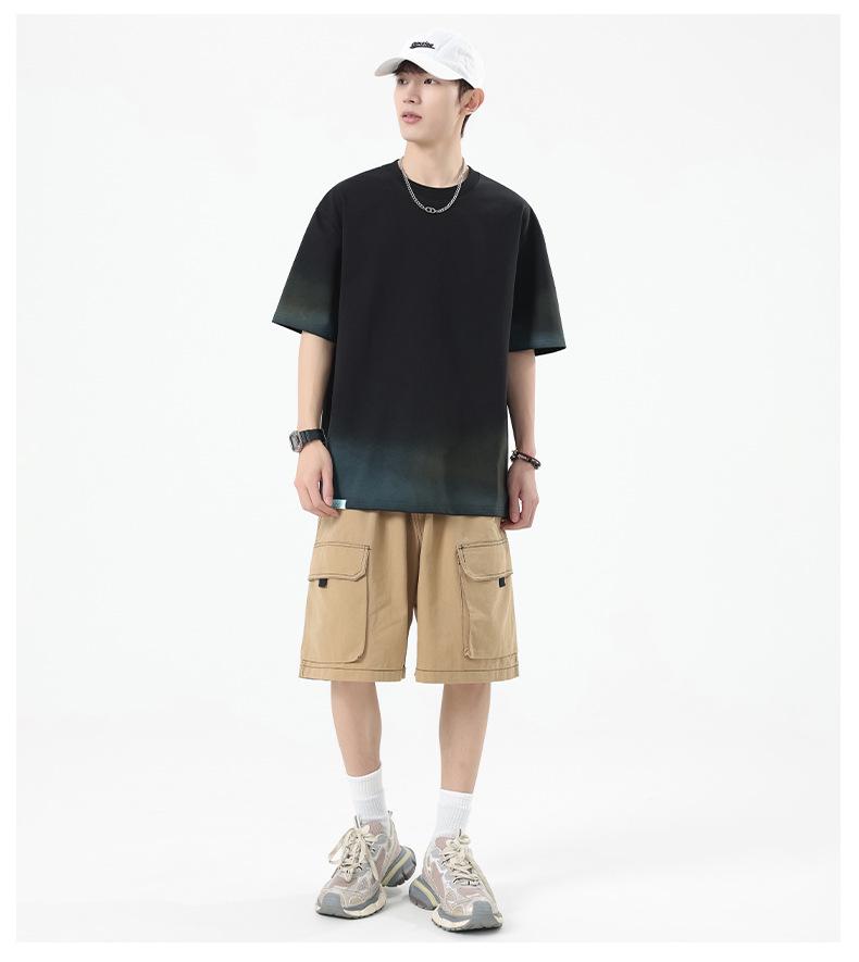 Men's Teen Trend American Heavyweight Short Sleeve Loose Printed T-shirt