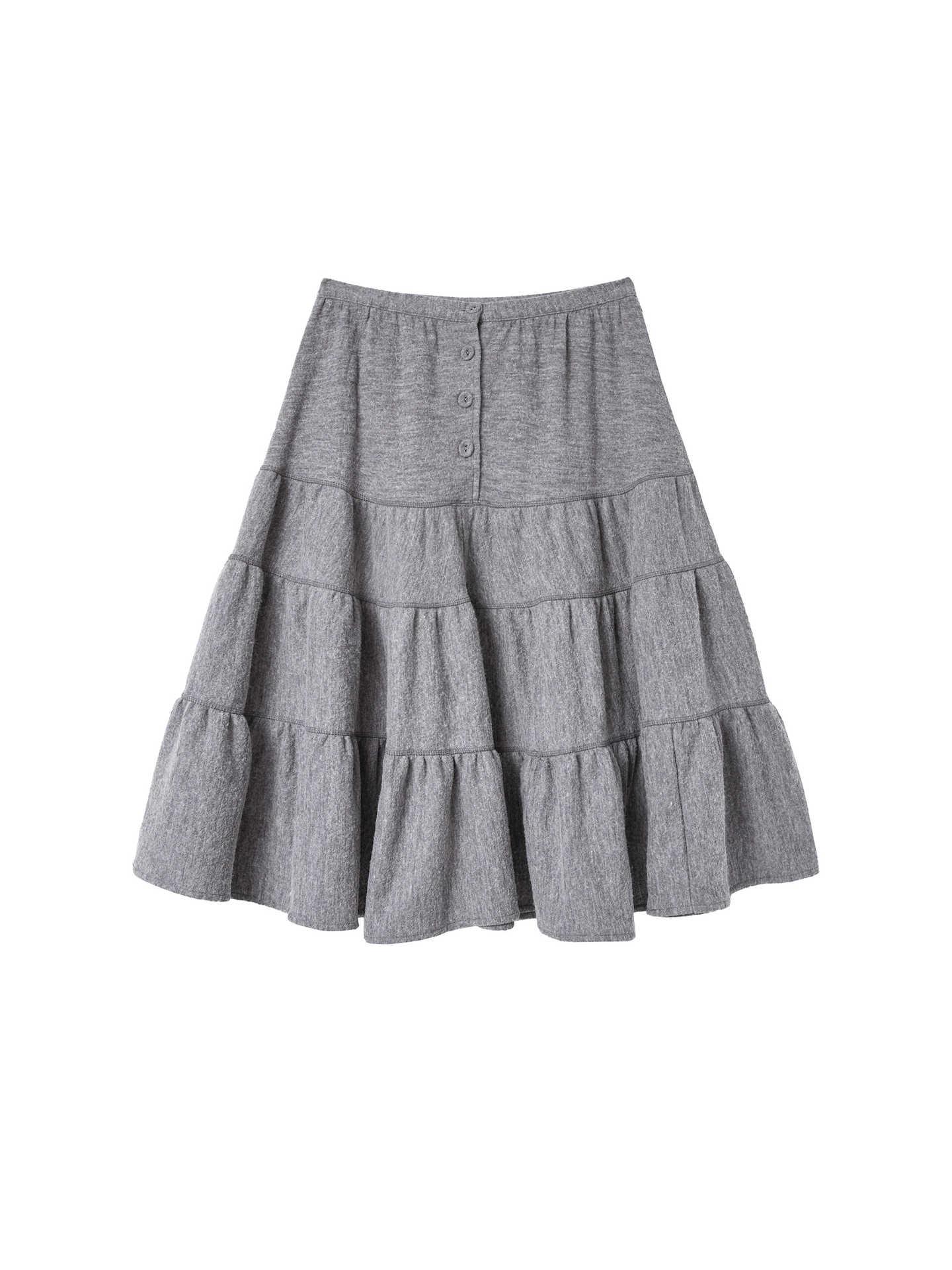 Корейская осенне-зимняя ретро юбка-плиссе с высокой талией и пэчворком One Size серый