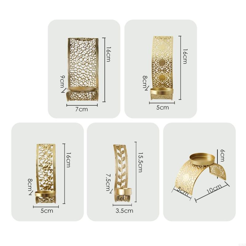 62KD Nástěnný držák svícnu s dutým vzorem, nástěnný držák na čajovou svíčku, stojan, železné řemeslo do obývacího pokoje, koupelny, na dvůr