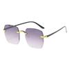 Frameless Trimmed Square Sunglasses Women'S Round Face Plain Sunglasses Gradual Change Glasses