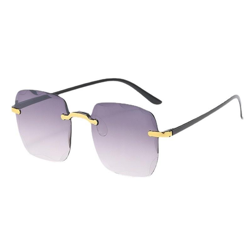 Frameless Trimmed Square Sunglasses Women'S Round Face Plain Sunglasses Gradual Change Glasses