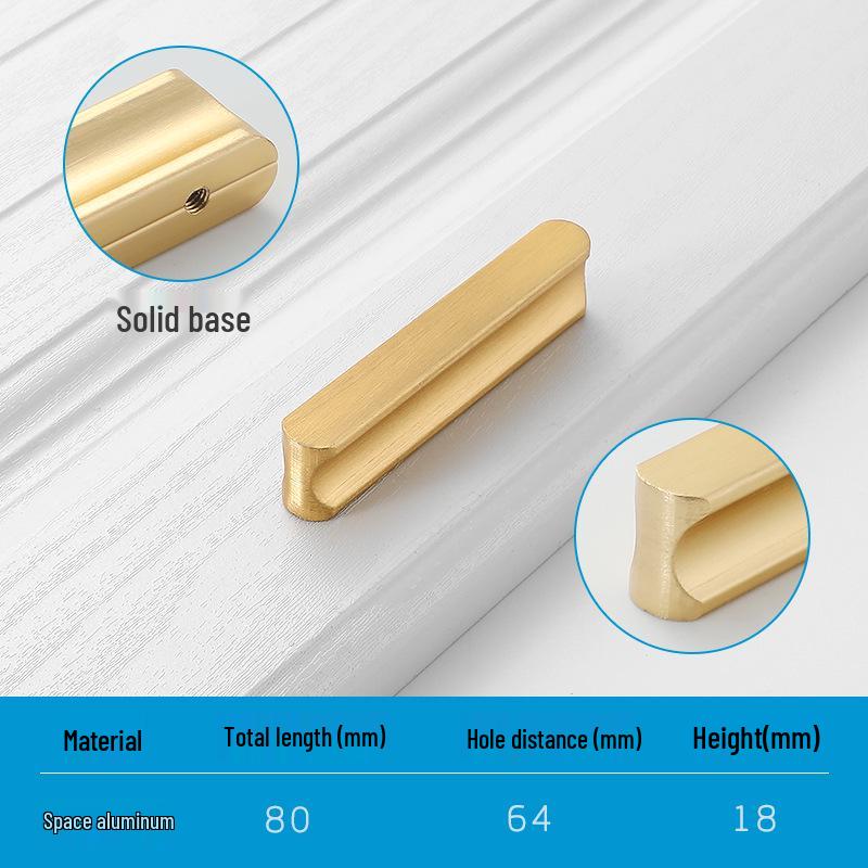 Modern Minimalist Gold Cabinet Handle, Light Luxury I-Shaped Black Drawer Pull