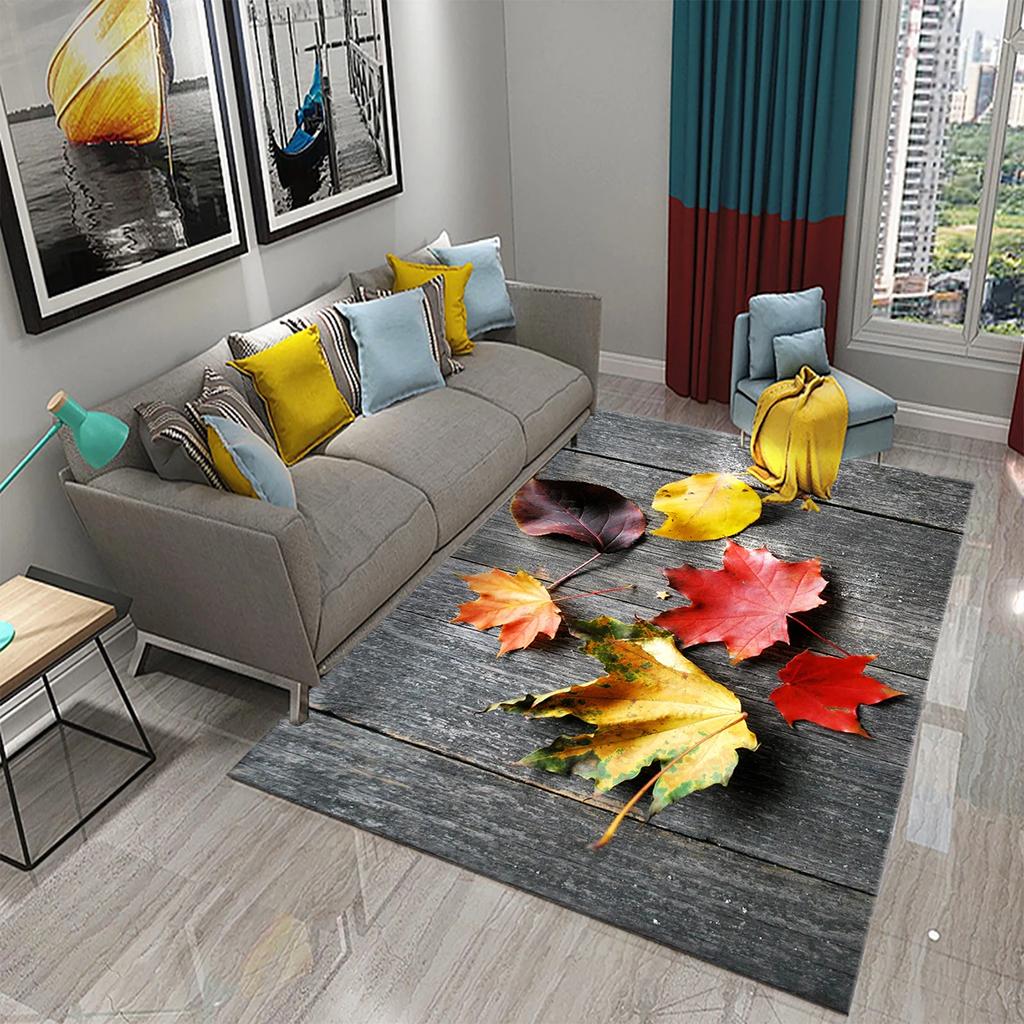 3D Colorful Leaves Carpet for Bathroom Entrance Door Anti-slip Floor Mat Kitchen Rug Mat for Living Room Bedroom Decor Area Mats