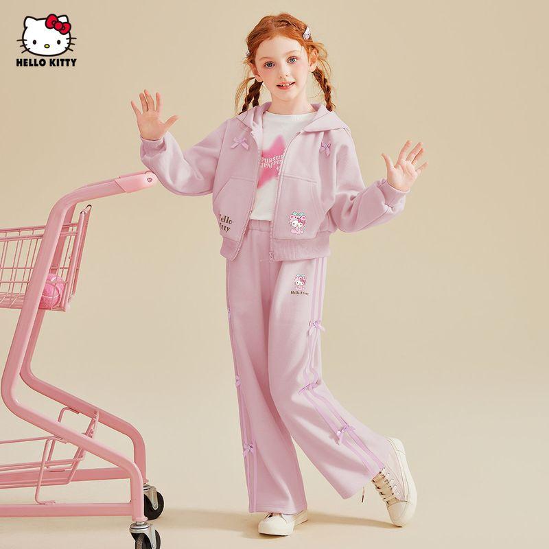 Hellokitty Girls' Spring Clothing 2025 New Kidsren's Sports Suit Pink Girl's Jacket and Pants Two-Piece Set