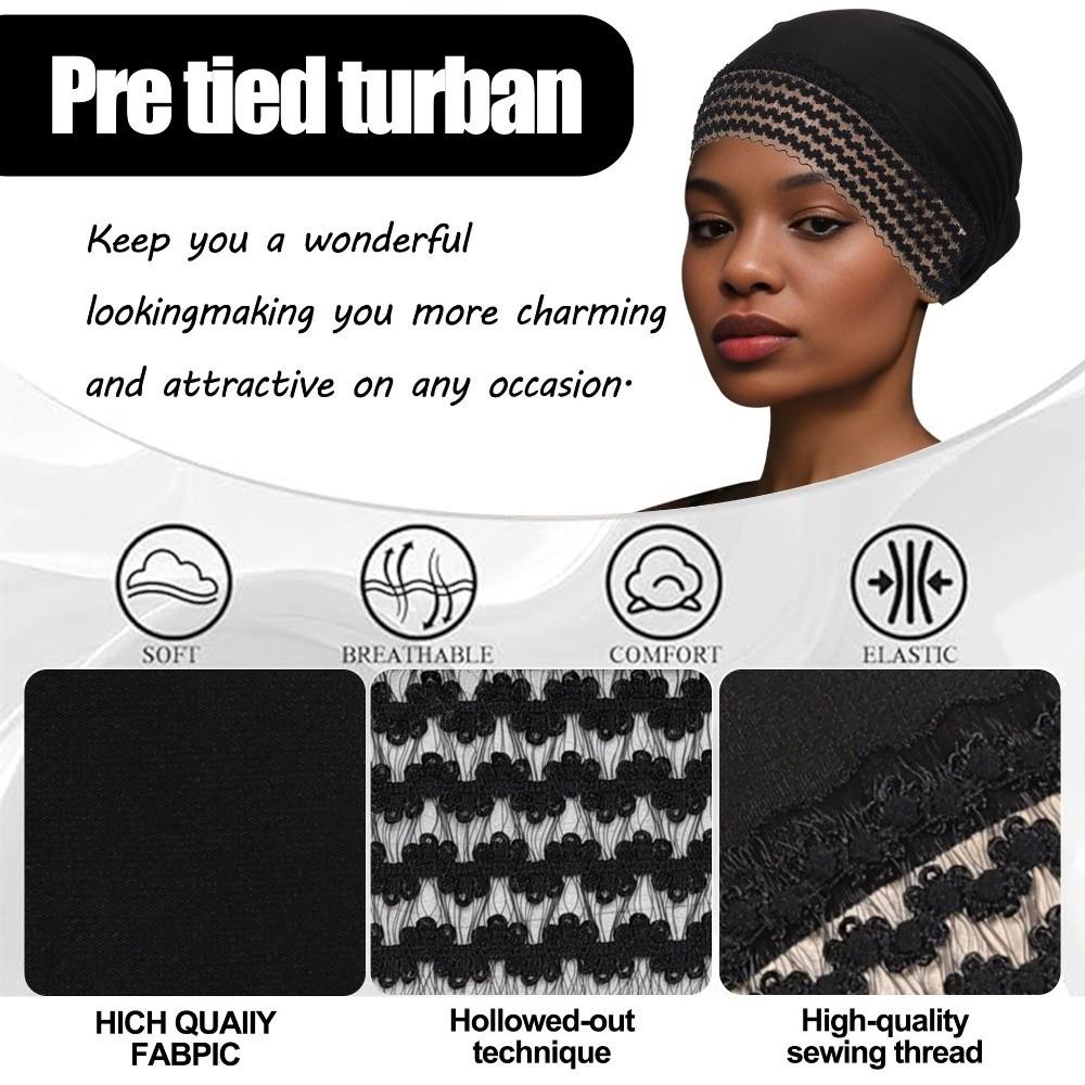 Lace Flower Headwrap Cap Breathable Lace Trim Hat New Postpartum Cap Daily Casual Wear