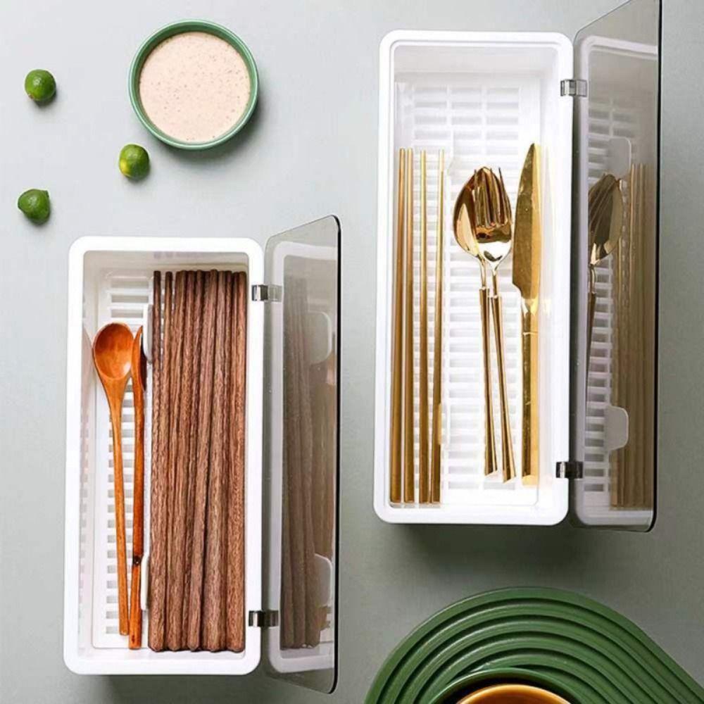 Plastic Utensils Drawer Organizer Drainage Cutlery Storage Box Chopstick Box  Utensil Holder