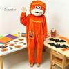 Relaxed Fit Sleepwear Big Mouth Creature Onesie Pajamas, Halloween Pumpkin Fleece Cosplay Outfit Hooded Unisex One Piece Pajamas Loungewear Plush