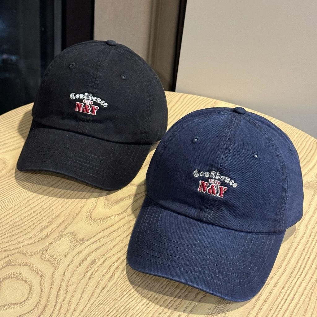 New style pure cotton washed soft-top baseball cap for women, spring and summer street fashion letter print, face-slimming curved brim cap for men