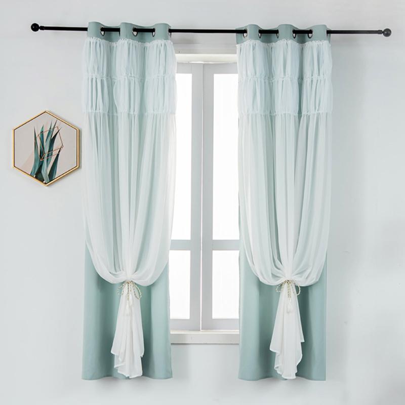 

Мечтательные оконные шторы, пригодные для машинной стирки, двухслойные изолированные затемняющие шторы для спальни циан