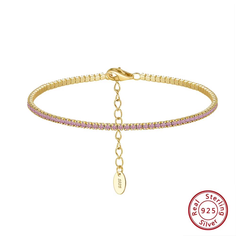 ORSA JEWELS Authentic 925 Sterling Silver Tennis Bracelet Fashion Black&Pink&Blue 4A Zirconia Bracelet Jewelry for Women SB190