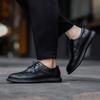 Man Lace Up Dress Shoes Outdoor Walking Shoes Leisure Walk Oxford Shoes Simple Brogue Flats Genuine Leather Mens Casual Footwear