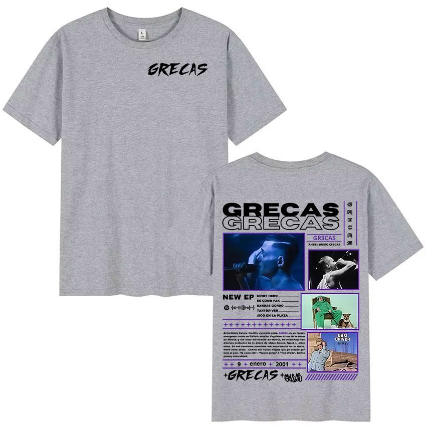 Rapper Grecas 2025 Album Graphics Tshirts Men Gothic High Quality Cotton Tshirt Vintage Oversized Short Sleeve Tees Streetwear