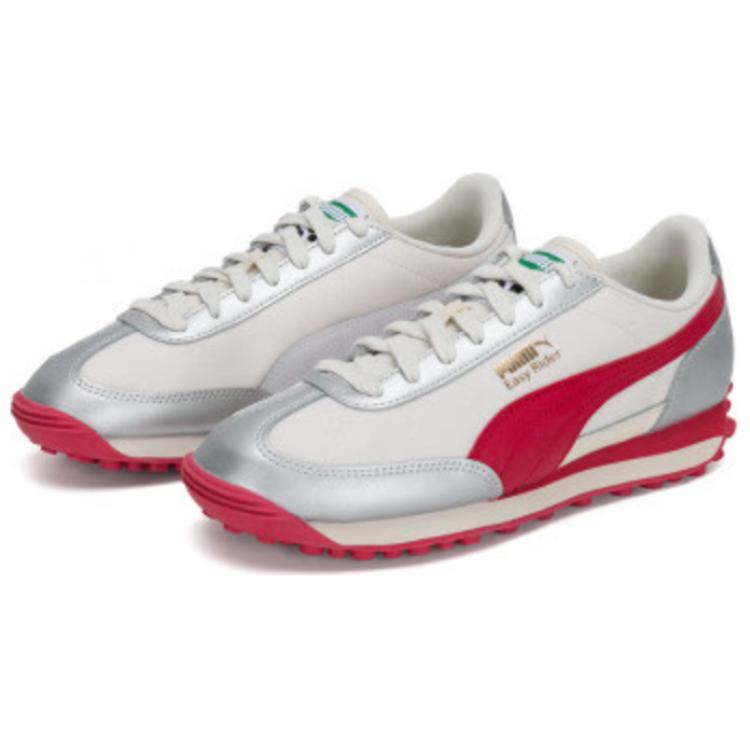 Puma Easy Rider Lightweight Comfortable Non-Slip Low-Top Casual Running Shoes Unisex Sneakers Silver White Red 400829-01