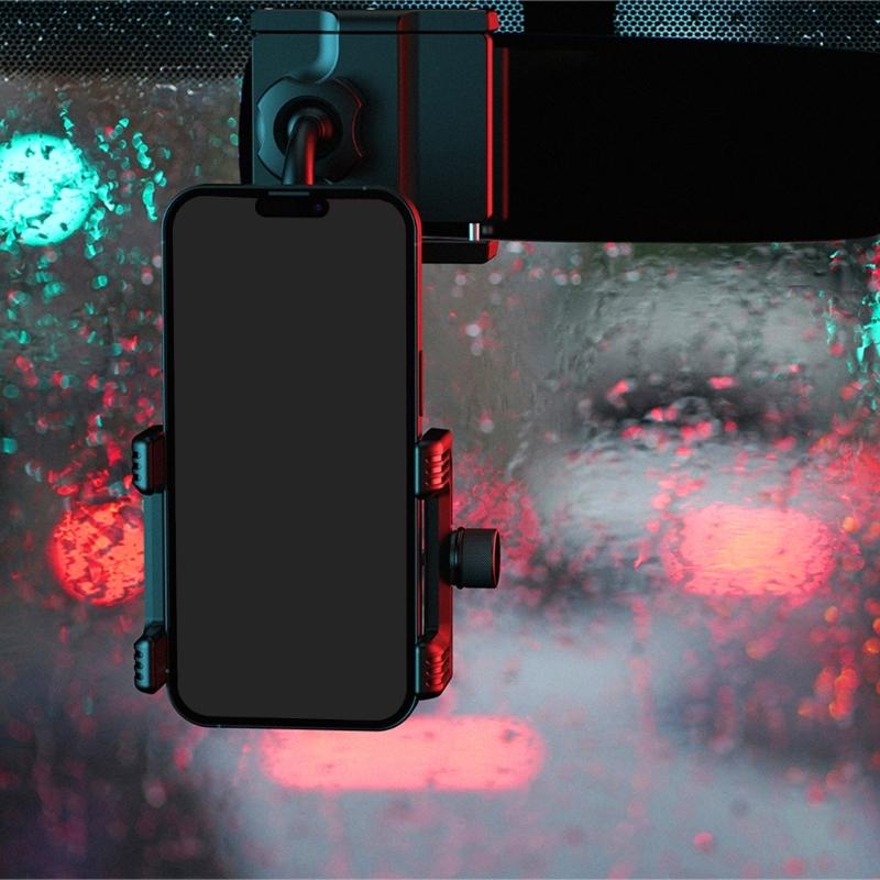 Auto Clamping Phone Holder for Car Rearview Mirror Antislip Silicone Universal Mount with 360 Rotation