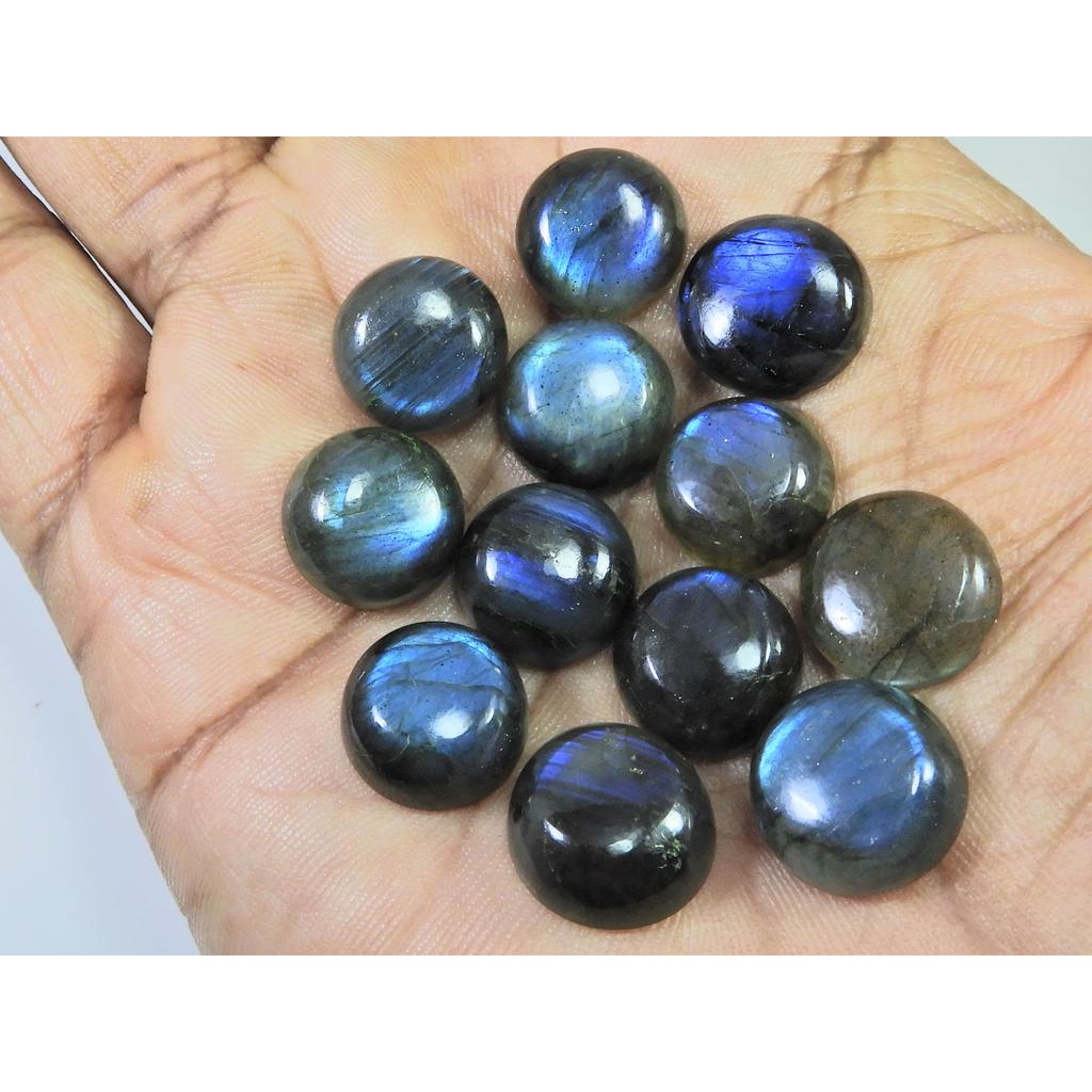 13X13MM Natural Labradorite Blue Round Cabochon Loose Gemstone 12Pcs Lot C-1028