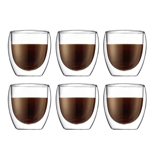 

BODUM PAVINA Double-Walled Glass Tumbler, 250ml, Set of 6. Features: Insulated, double-walled construction, heat-resistant glass, microwave, oven, dis