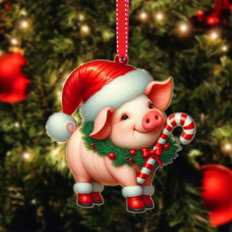 New Acrylic Flat Animal World Christmas Festival Party Pendant for Christmas Tree Decoration Pendant
