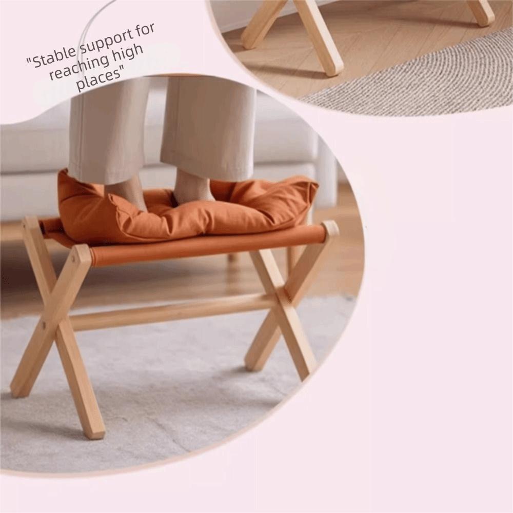 Cotton-filled Cushion Footstool Compact Design Folding Stool Convenient Use Low Stool  Under Desks