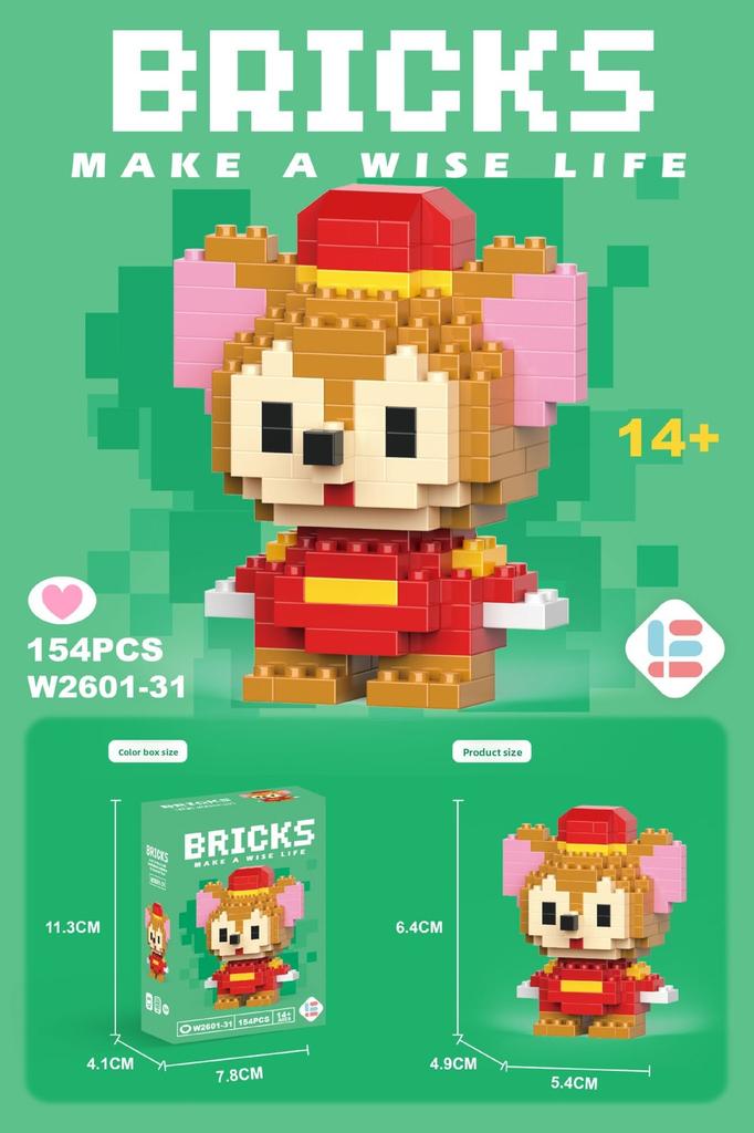 Pikachu Stitch Hello Kitty Snow White Lotso Building Blockswith Cartoon Characters For Kids Educational Playset