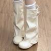 Popular round head solid color with skirt versatile Martin boots niche design temperament elegant boots women