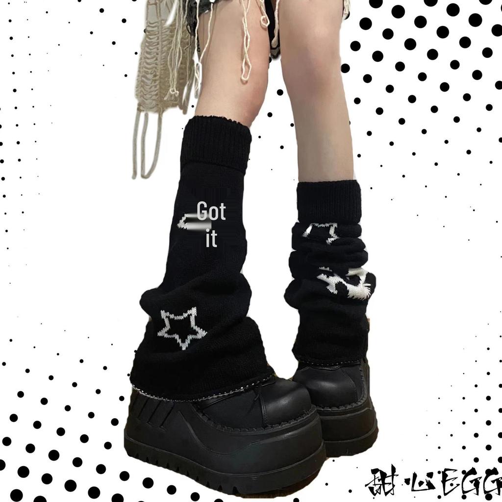 Asymmetric Skull Y2K Knitted Long Warmers: Lolita Wide Leg JK Girl Socks