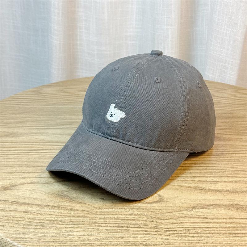 Bear Embroidered Hat Baseball Cap Women's New Four-season Versatile Curved Brim Soft Top Cap Ins