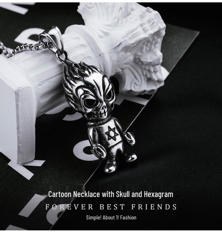 Retro Distressed Six-Pointed Star Cartoon Necklace Pendant for Men and Couples